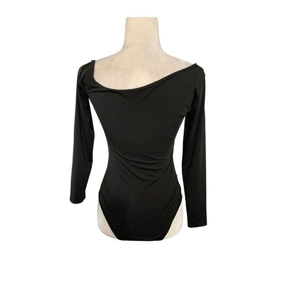 womens solid black long sleeve bodysuit top small - Picture 2 of 3